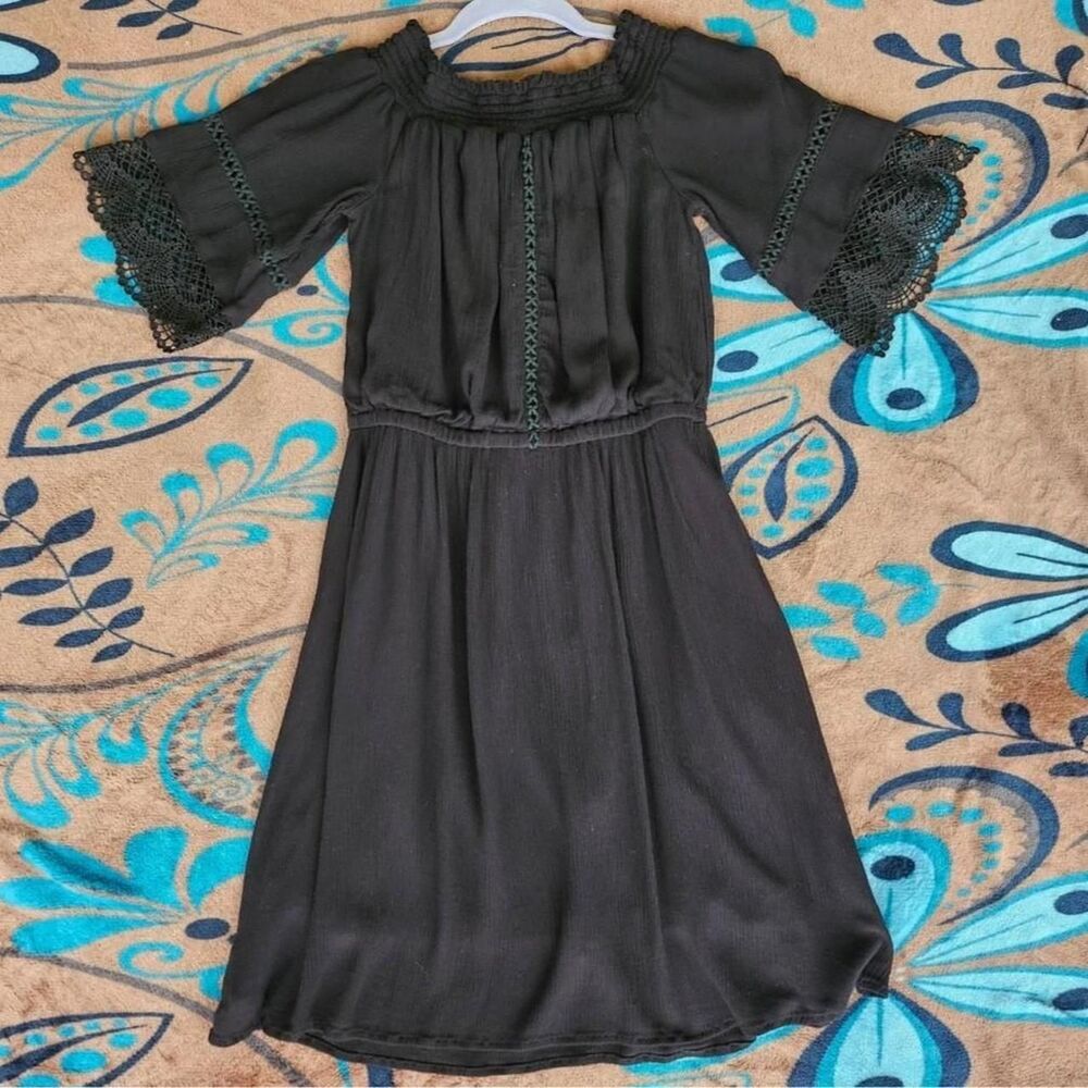 Xhilaration Women's Black Prairie Peasant Mini Dress